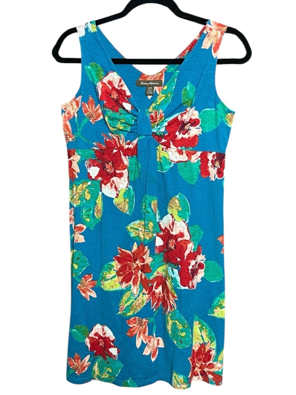 Tommy Bahama Teal Floral Sleeveless Shift Dress | Small Petite